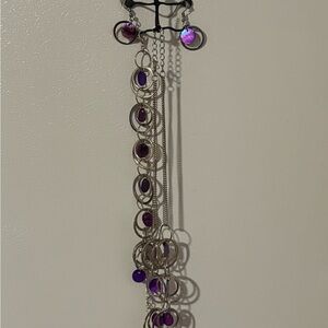 Silver and Purple Circle Pendant Necklace